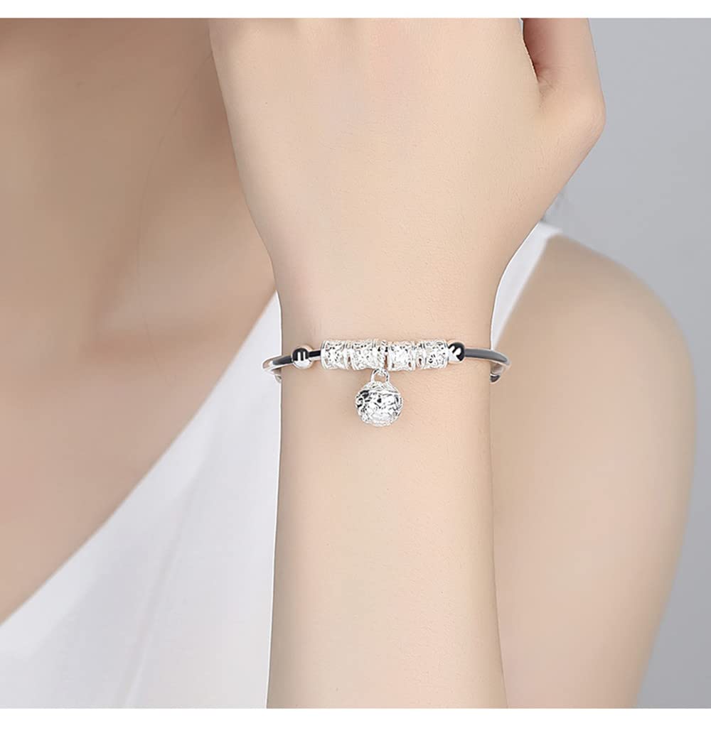 Sterling Silver Bracelets For Women 925 Sterling Silver Beads Bangle Bracelet Transfer Lucky Cuff Bracelet Adjustable Fashion Women Jewelry