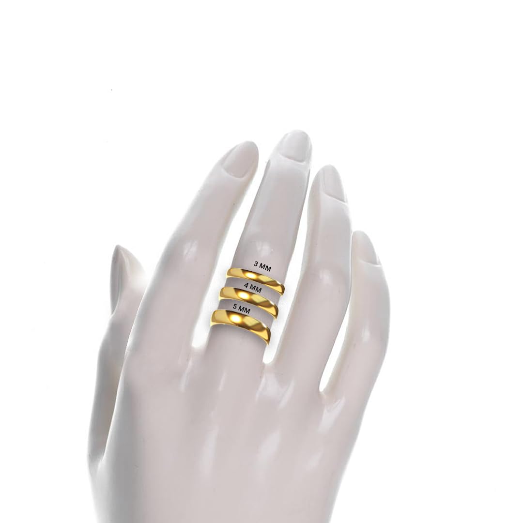 SHOP WGS 5mm 14K Solid Gold Wedding Band for Men & Women - Italian Real 14K Gold Plain Rings for Men - Solid Gold Wedding Bands Size 7