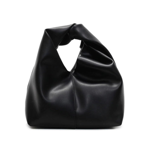 PU Leather Dumpling Pouches Bag for Women, Hobo Top Handle Handbag Mini Soft Clutch Purse (Black)