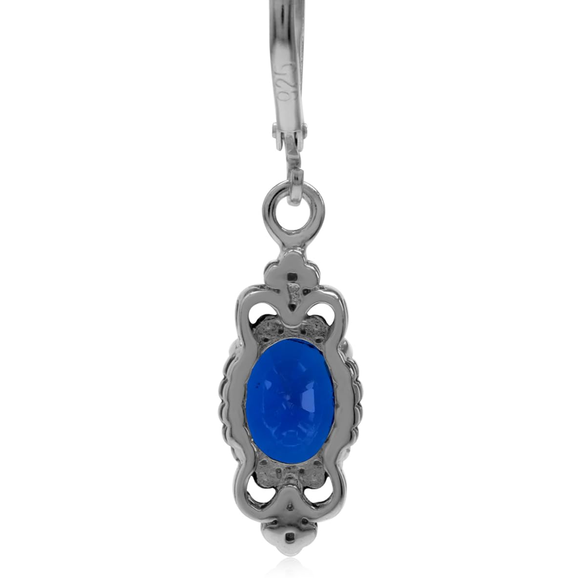 Silvershake 2.6 Ctw Created Blue Sapphire Gemstone 925 Sterling Silver Balinese Leverback Earrings Jewelry for Women