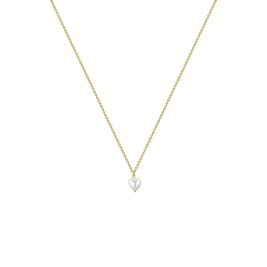 Sargetou Heart Pearl Necklace for Women,14k Gold Plated Waterproof Small Cute Dainty Choker Necklace Drop Heart Chain Trendy Jewelry Fashion Gift