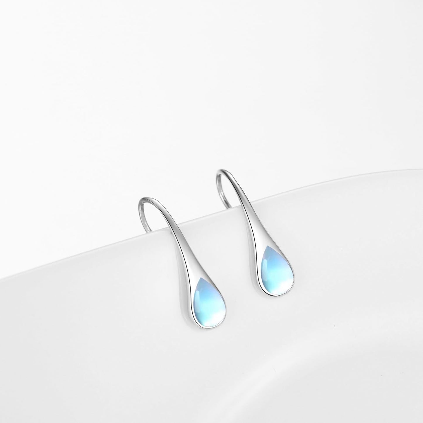 925 Sterling Silver Teardrop Earrings with Moonstone, Teardrop June Birthstone Jewelry Gifts for Women Wife Mom