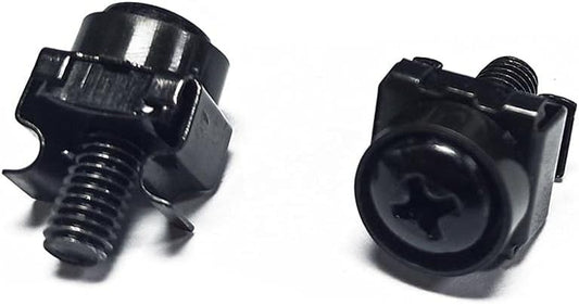 Monoprice M6 16mm (50 Sets) 12/24 x Server Rack Mount Cage Nuts, Screws and Washers Zinc Plated, Black, for Cabinet