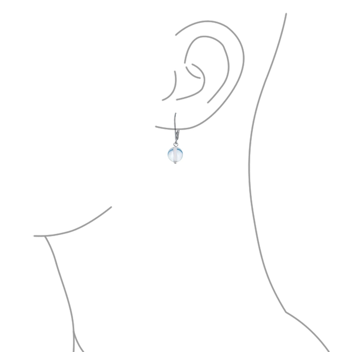 Bling Jewelry Timeless .925 Sterling Silver Translucent Chalcedony Bead 8mm Ball Drop Earrings Lever Back Genuine Gemstone