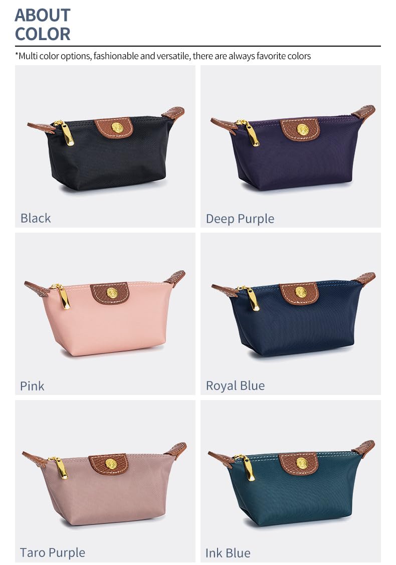 VINWO Womens Unique Change Purse Vintage Nylon Zip Coin Wallet Mini Bag (Black)