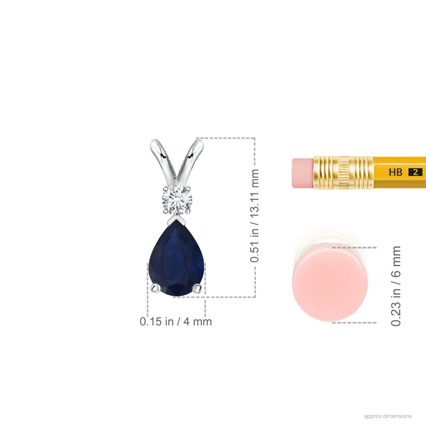 ANGARA Blue Sapphire Teardrop Pendant with Diamond in 14K White Gold (6x4mm Blue Sapphire)