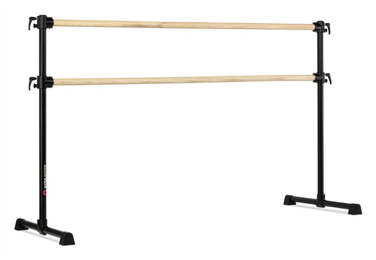 VITA Barre Portable Freestanding Double Ballet Barre, Professional, 6 Ft Bars, Black, Wood | Adjustable Height, Made in USA, Home or Gym Exercise Equipment for Kids & Adults | Dance, Fitness, Pilates
