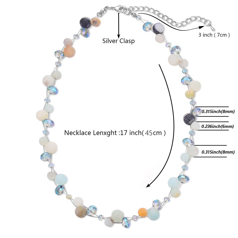 Short Beaded Turquoise Necklace For Women - Fashion Jewelry with Pearl and Crystal Bead, Birthday Gifts For Women (27-Green)