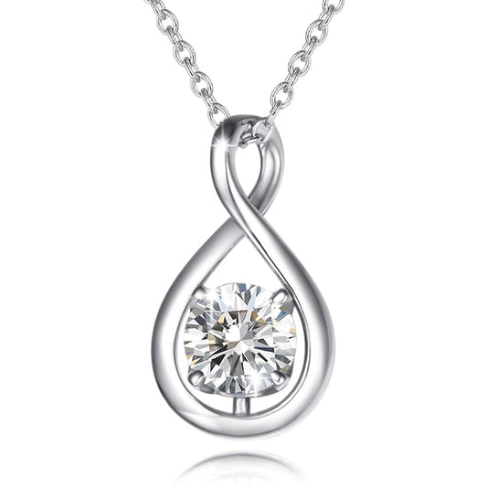FANCIME Simulated Diamond Necklace April Birthstone Necklace for Women Cubic Zirconia CZ 925 Sterling Silver Dainty Infinity Pendant Jewelry Anniversary Birthday Mothers Day Gifts for Mom Her