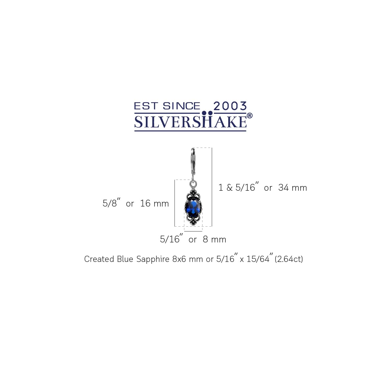 Silvershake 2.6 Ctw Created Blue Sapphire Gemstone 925 Sterling Silver Balinese Leverback Earrings Jewelry for Women