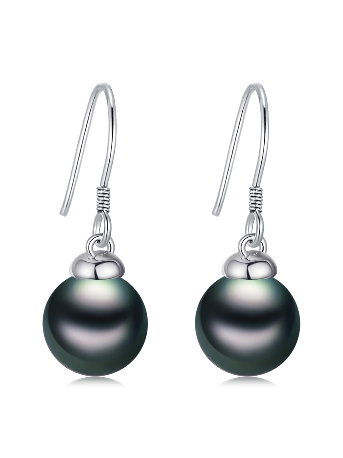 Tahitian Black Pearl Earrings 18K White Gold Plated 925 Sterling Silver Earrings AAA+ Handpicked Pearl Jewelry Gifts Drop Dangle Earrings for Wife Women Wedding Anniversary Birthday