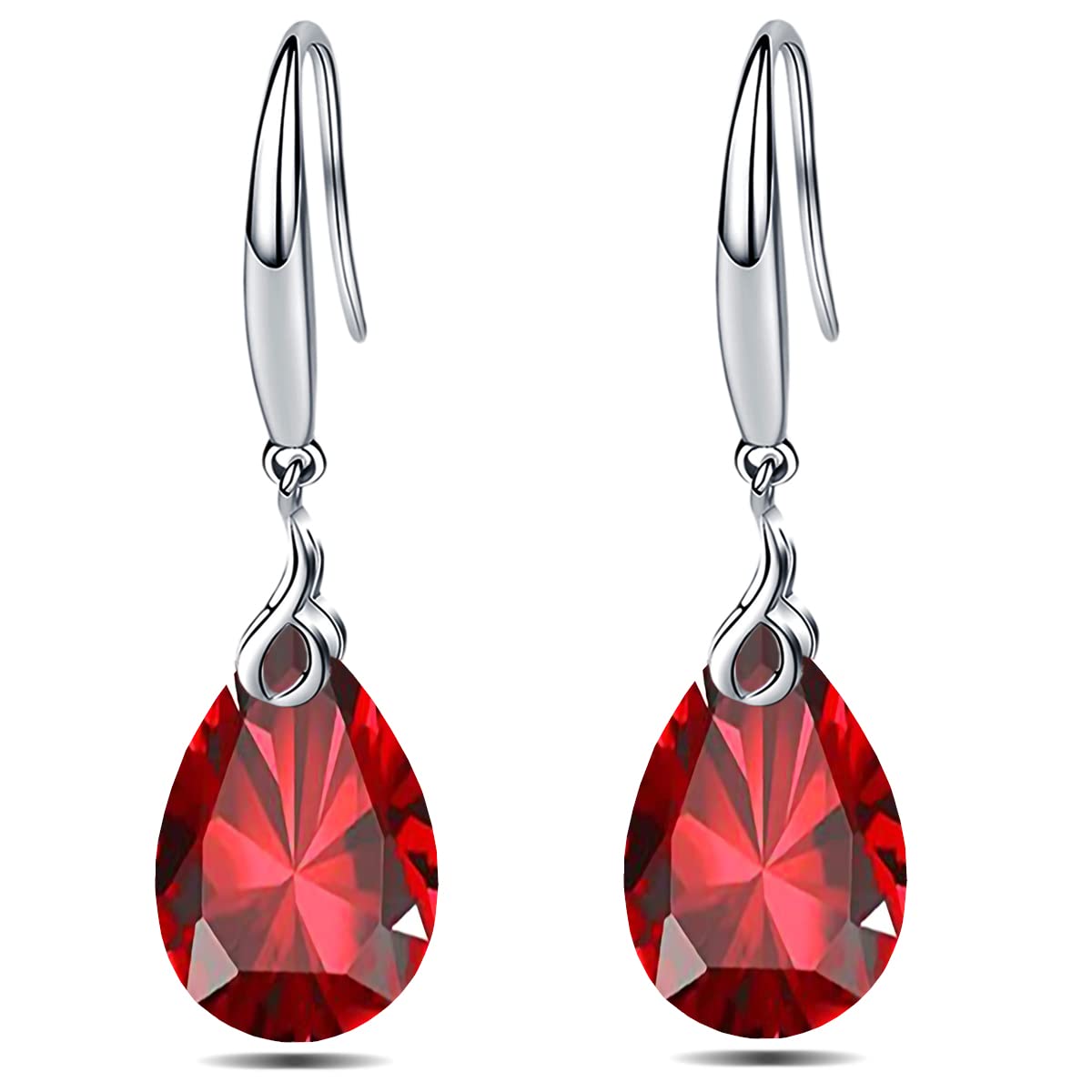 Silver Dangle Earring 14k White Gold Plated 925 Sterling Silver 12mm Pear Shape Naked Drill Crystal Drop Earrings For Women