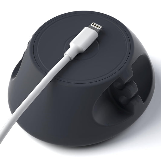 SOOoEC [N52 Ultra-Strong Snap-On Magnetic Cord Holder, Weighted Desktop Cable Organizer, Premium Liquid Silicone, No Collars Needed for iPhone & USB-C, Dual-Side Slots, Space Gray