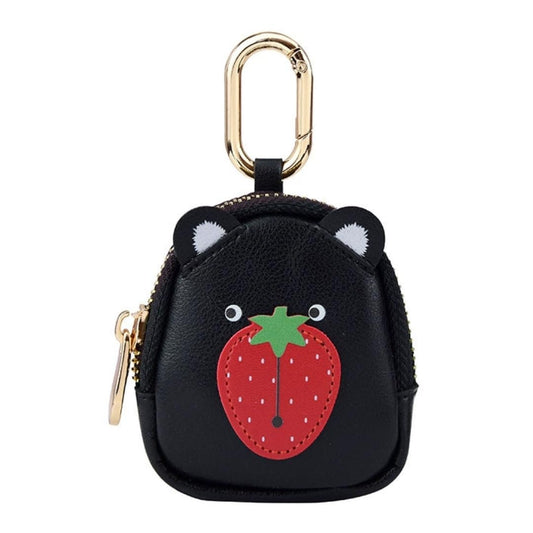Tomcrazy PU Leather Case for AirPods, Small Carrying Pouch Earbuds Cover, Keys, Access Card, Airtag,Coins Mini Backpack Palm-Sized Bag (Black)