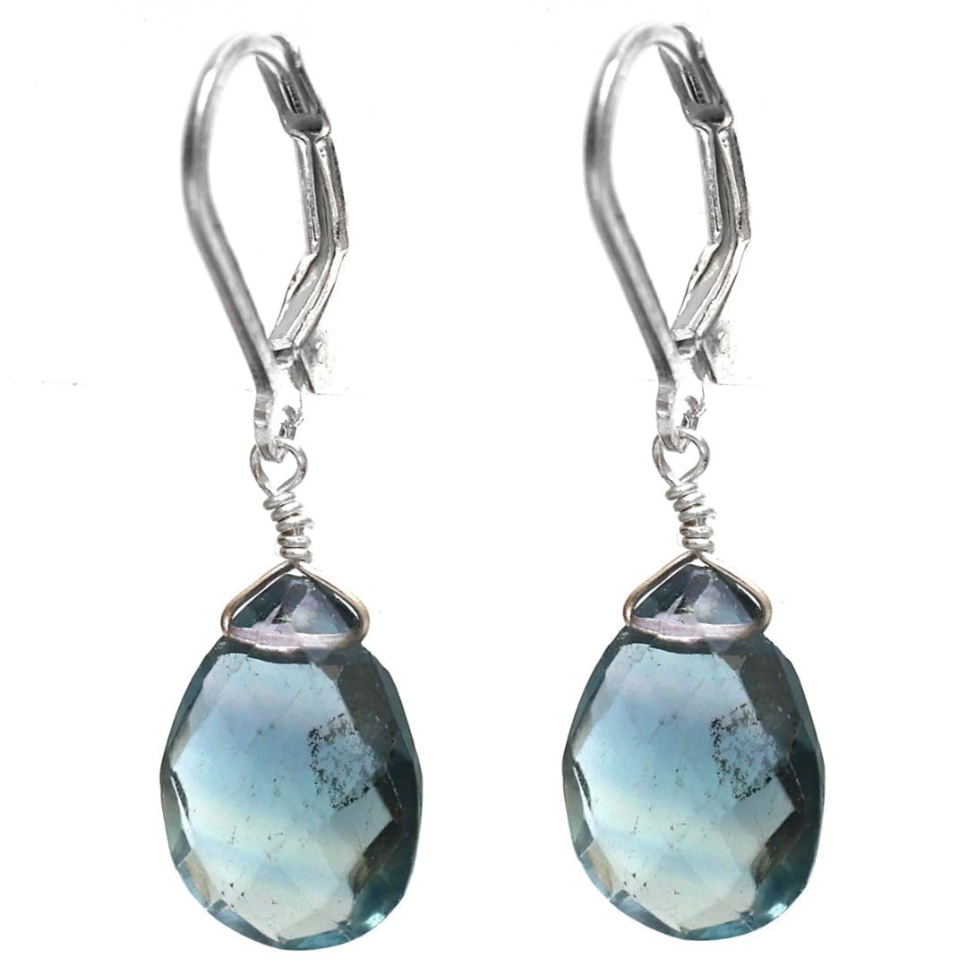 GemInspire Green Fluorite Teardrop Dangling Earrings for Women Lightweight Crystal Jewelry 925 Sterling Silver Leverback Gemstone Earrings the Best Women Gifts