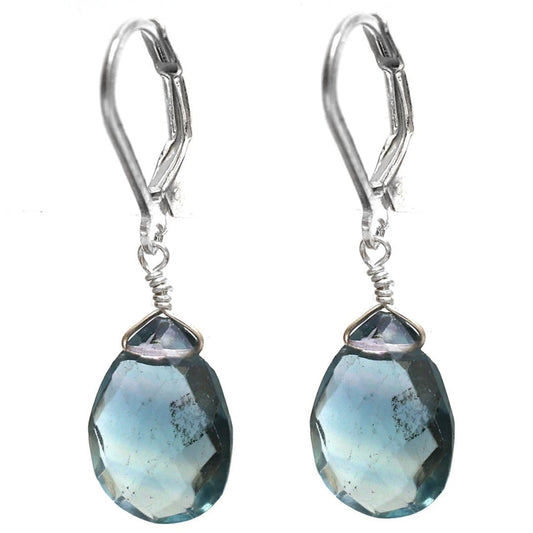 GemInspire Green Fluorite Teardrop Dangling Earrings for Women Lightweight Crystal Jewelry 925 Sterling Silver Leverback Gemstone Earrings the Best Women Gifts