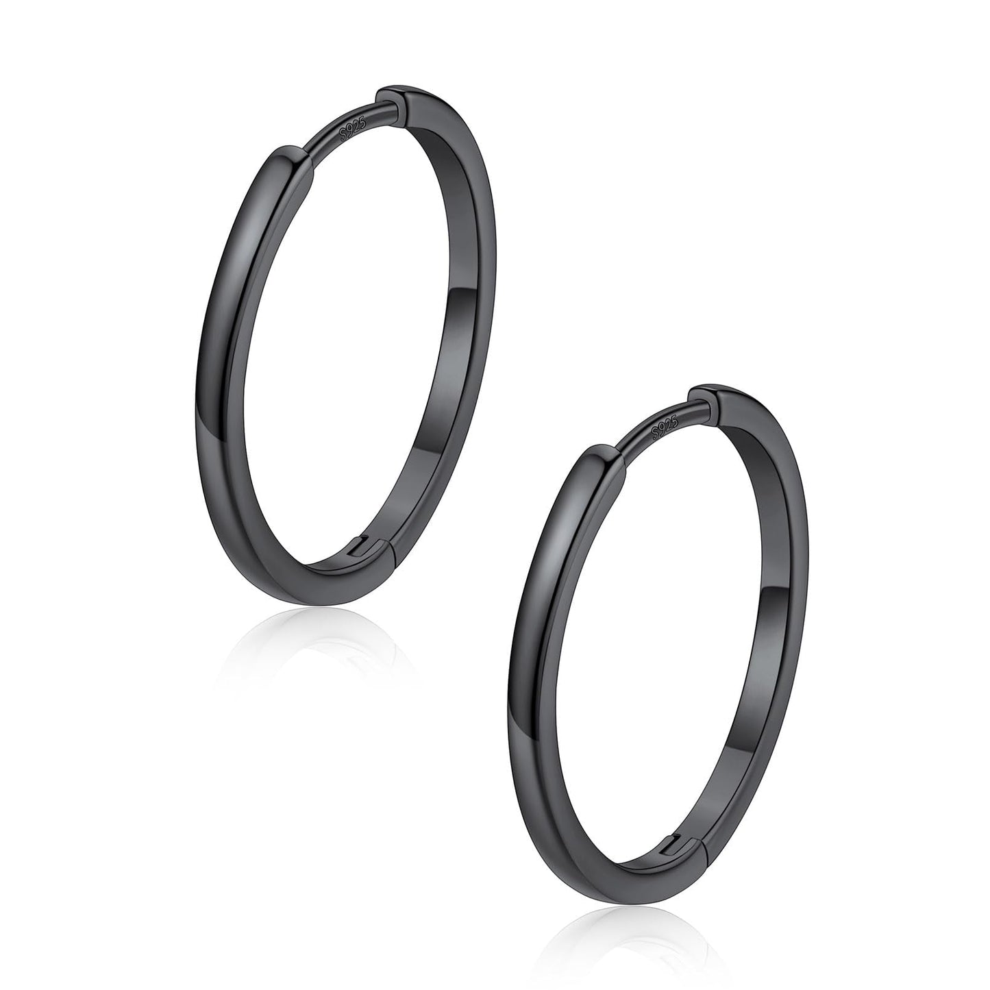 FaithHeart Hoop Earrings for Women, Black Hypoallergenic Huggie Hoop Earrings, Small Cartilage Earrings for Women 20mm, Send Gift Box