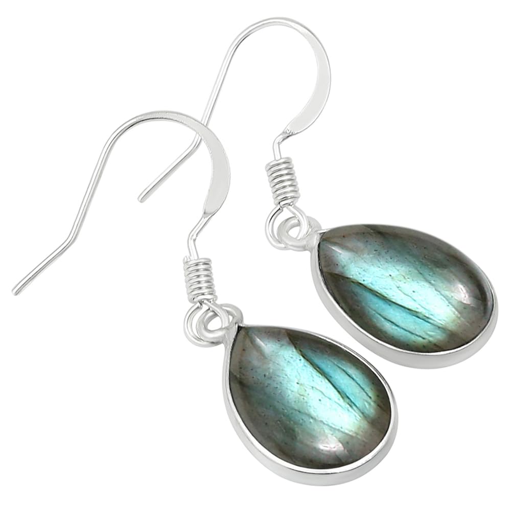 Natural Labradorite Dangle Earrings For Women Sterling Silver Plated, Handmade Birthstone Drop Earrings Jewelry Mother's Day Gifts For Her