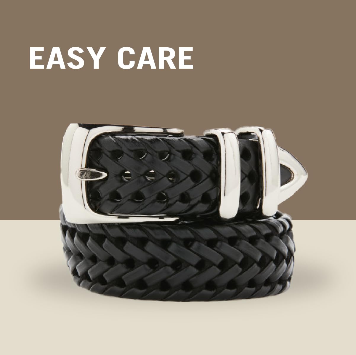 Perry Ellis Men's Portfolio Braided Leather Belt, Luggage, 44