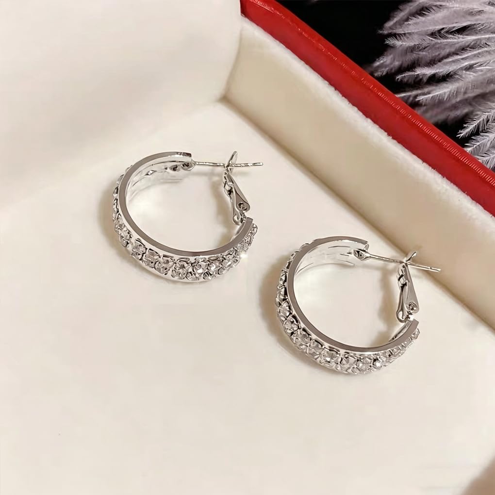 Lymphatic Activity Hoop Earrings, Lymphatic Drainage Slimming Hoop Earrings Lymphvity Germanium Earrings Cubic Zirconia Earrings Jewelry Gifts for Women (silver)