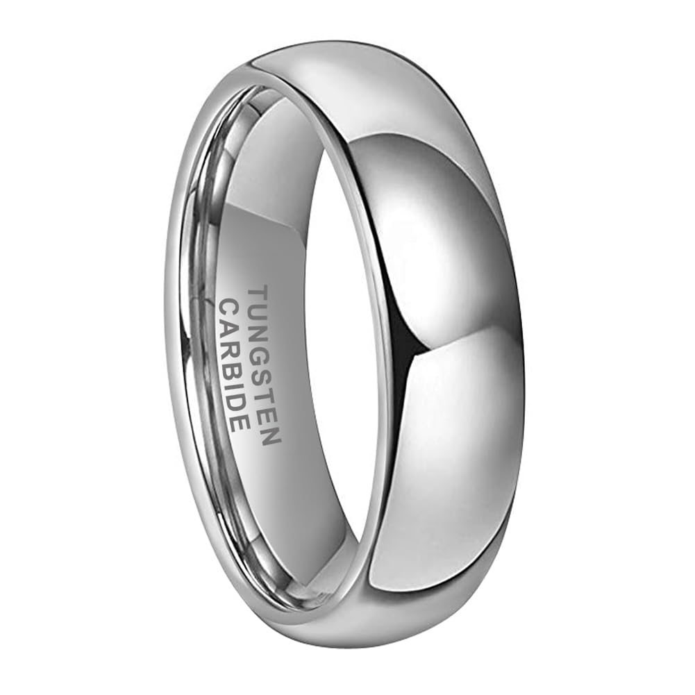 TUTISS 6mm Tungsten Rings for Men Women Engagement Wedding Bands Domed Polished Comfort Fit Size 13
