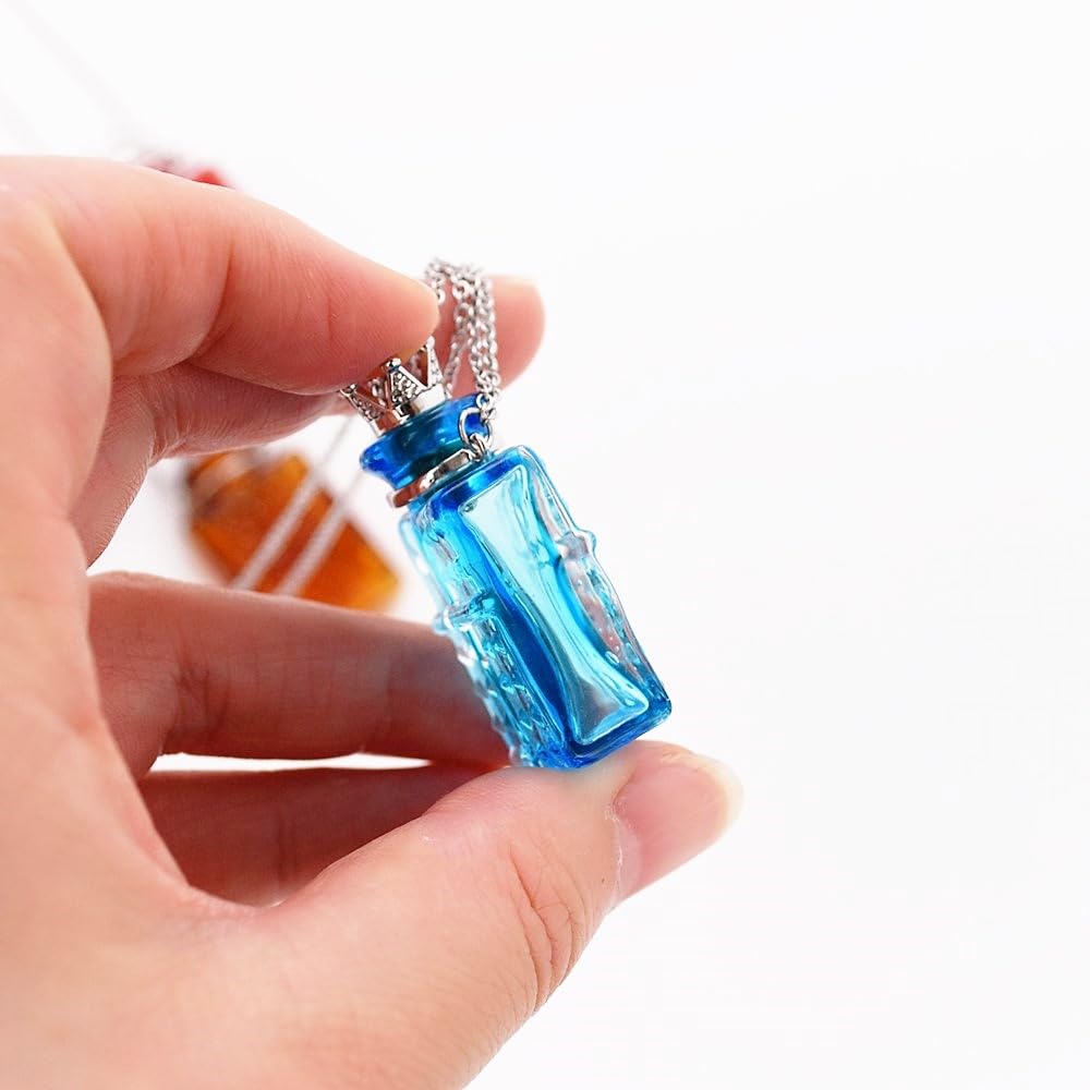 Handcrafted Glaze Glass Square Refillable Essential Oil Necklace Pendant - Aromatherapy Perfume Diffuser Pendant with Stainless Steel Chain (Grape Purple)