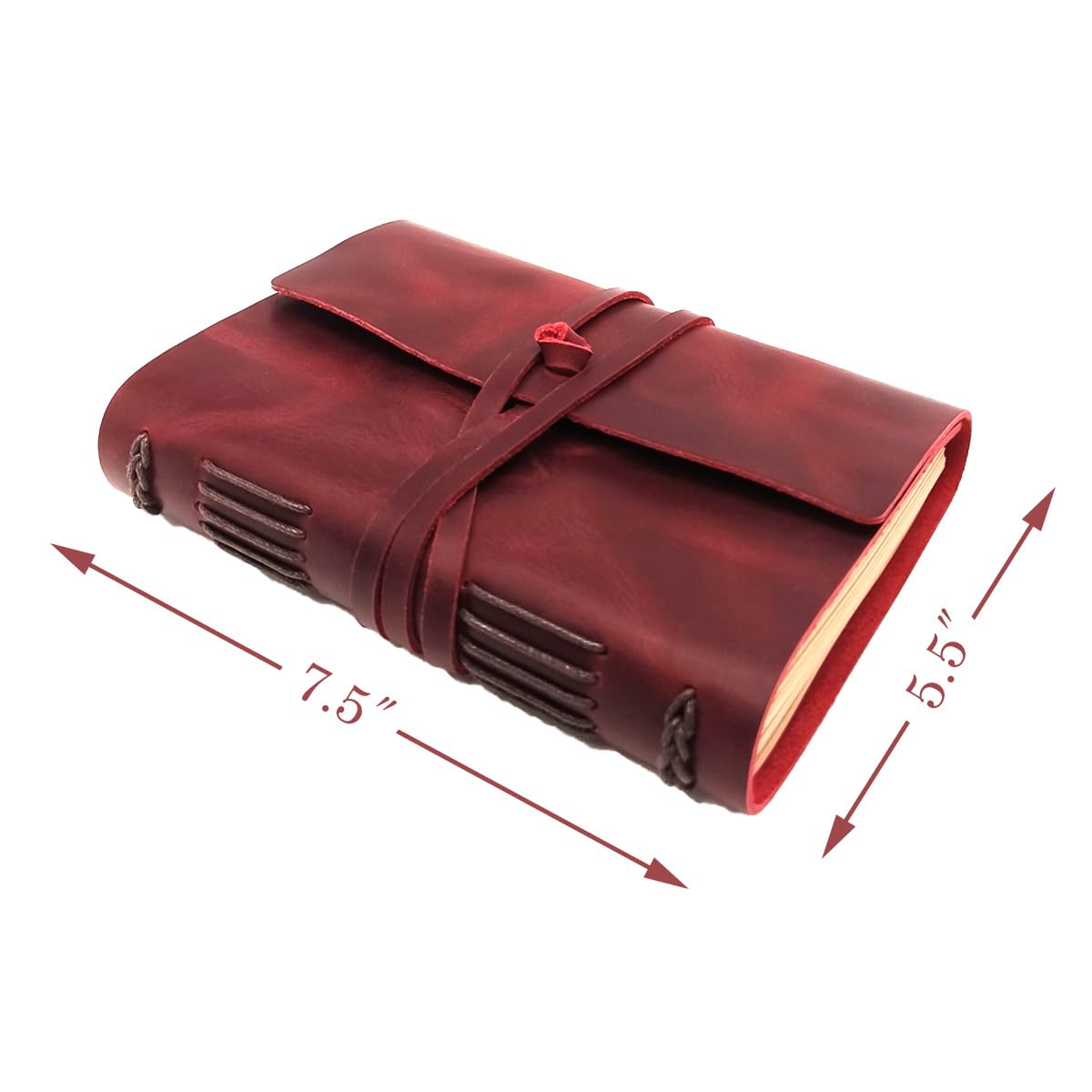 Red Notebook Journal - Genuine Leather Journals for Writing Small Size Diary 5.5x7.5 Inch, Notepad For Women and Man, Gifts,Work,Travel Wine Red