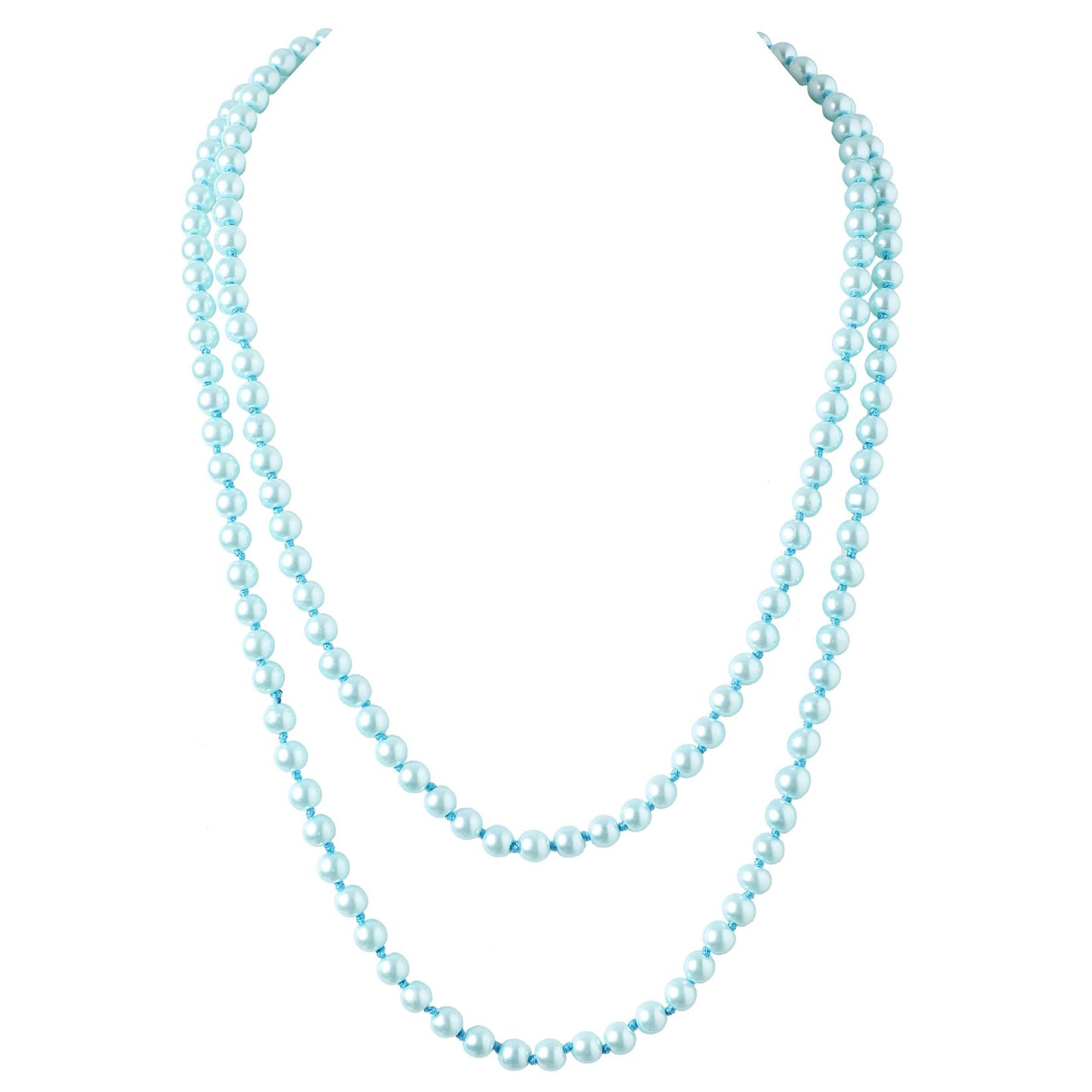 BABEYOND Long Pearl Necklace Faux Pearls Necklace Set Beaded Long Pearls Necklace 1920s Gatsby Costume Jewelry (Blue)