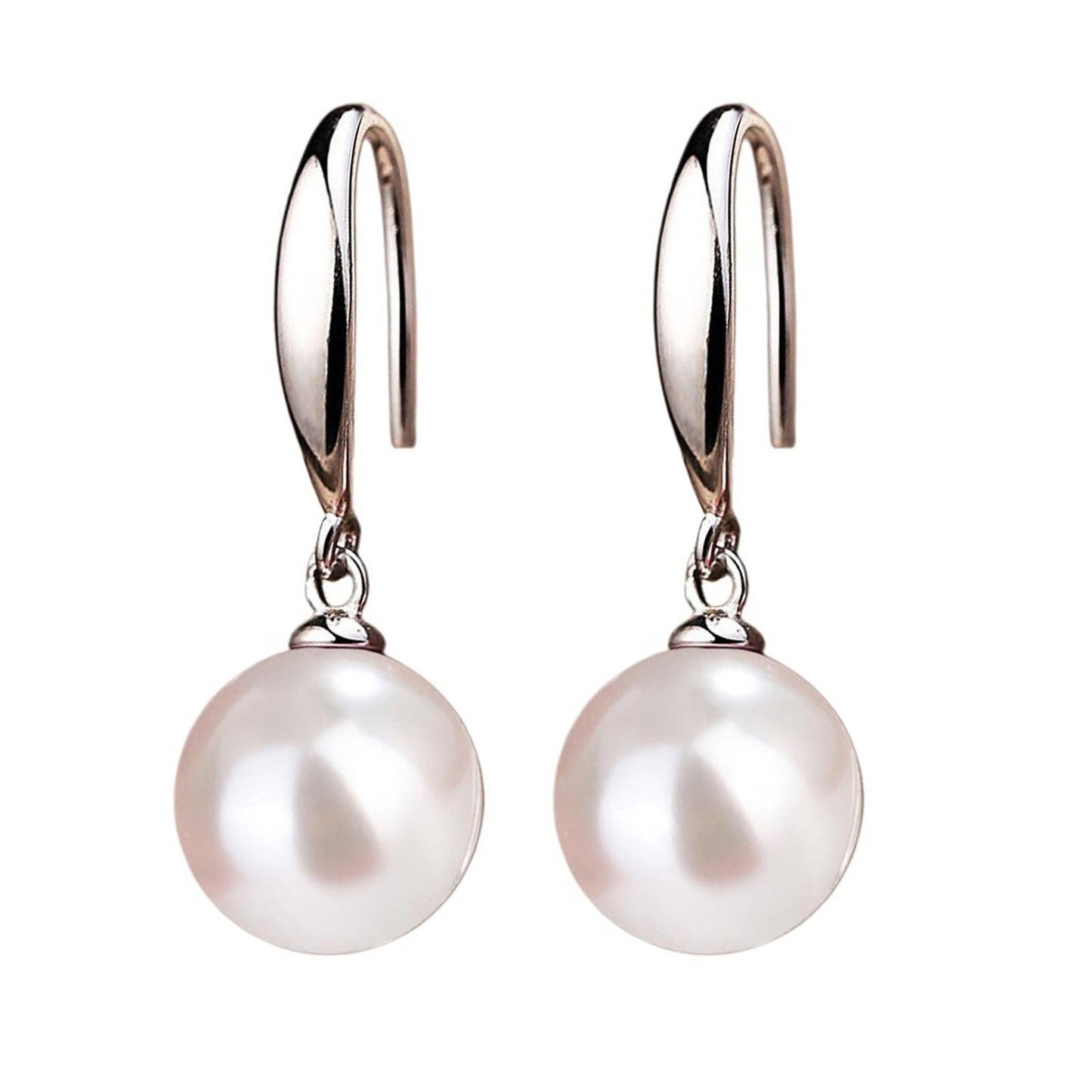 12mm Natural Ocean Pearl Freshwater Cultured Colorful Simulated Beads Drop Dangle Earrings Elegant Birthday Wedding Party Costume Prom Statement Jewelry for Women-cream