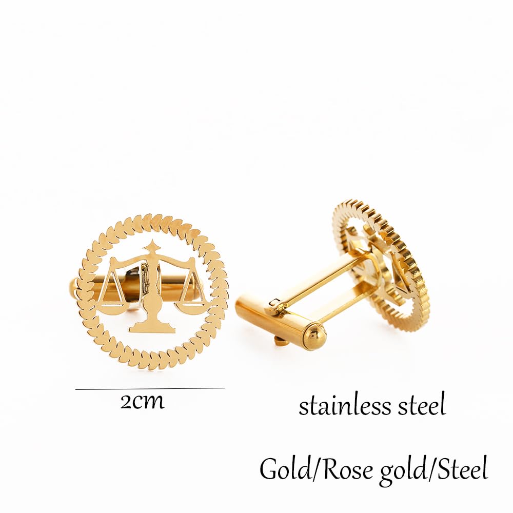 Metal Balance Badges Suit Brooch Libra Scales Brooches For Men (gold cuff-link)