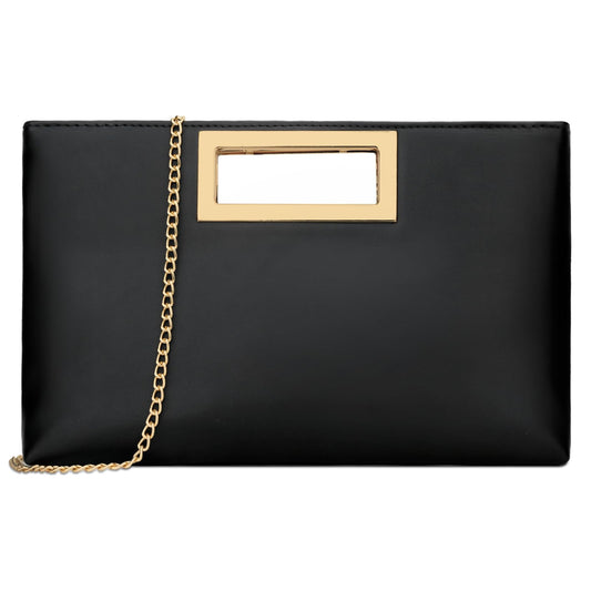 KKXIU Clutch Purse for Women Vegan Leather Evening Bag Formal Handbag for Wedding Party Prom Bridal (Black)