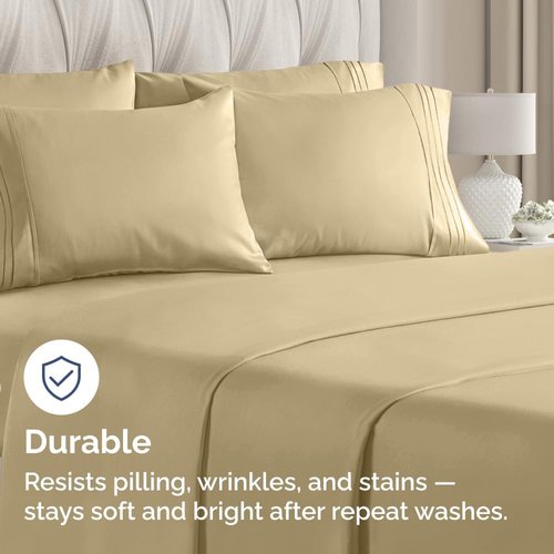 King Pillow Cases by LuxeHome | Ultra Soft Hotel Quality Covers - Wrinkle-Free, Stain & Fade Resistant - 10 Pcs Set in Beige