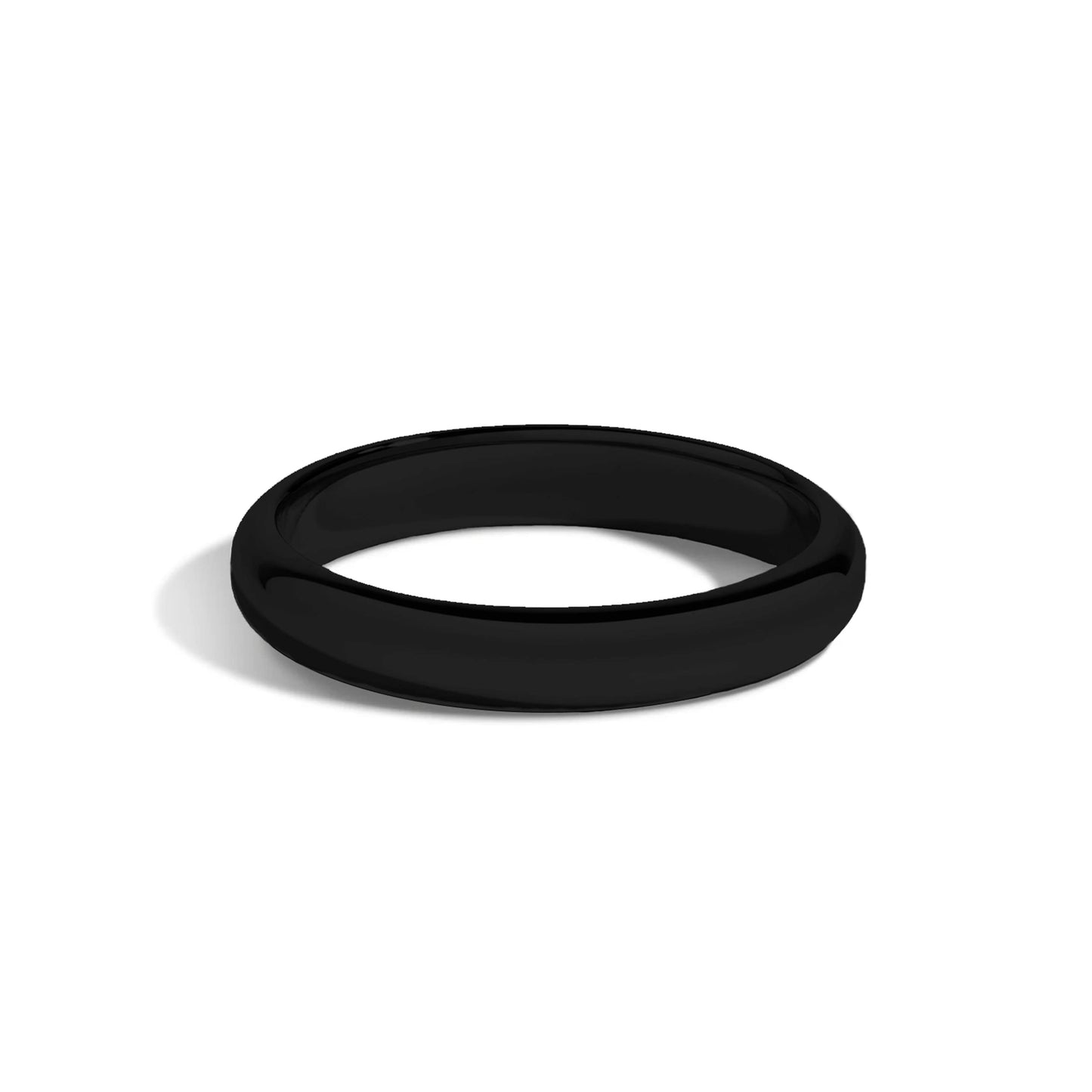 Tioneer Jewelry | Sterling Silver Plain Dome Wedding Band | Wedding Band for Women & Men | Sterling Silver Jewelry, Black, 3mm, Size 4