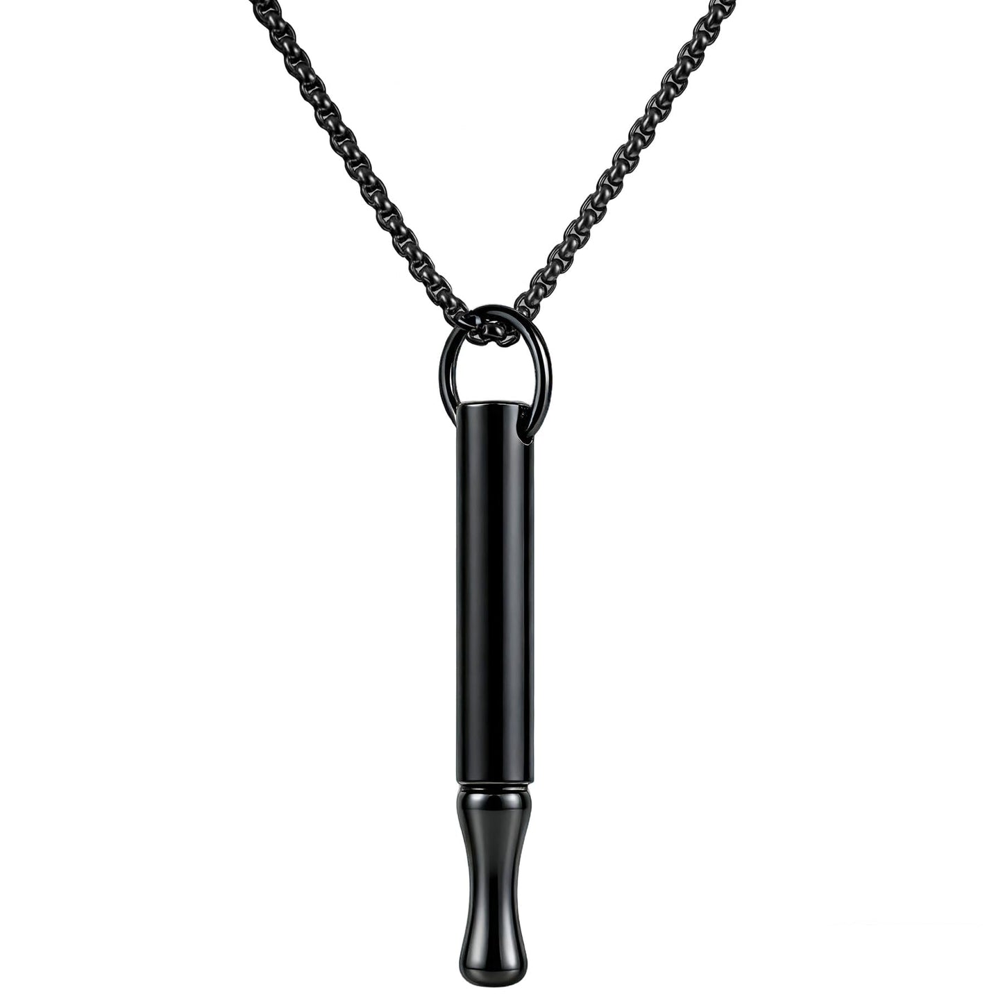 ENFANTRY Breathing Necklace Mindfulness Anxiety Relief Pendant Breathing Stainless Steel Stress Relief Meditation Gifts for Women and Men - Black