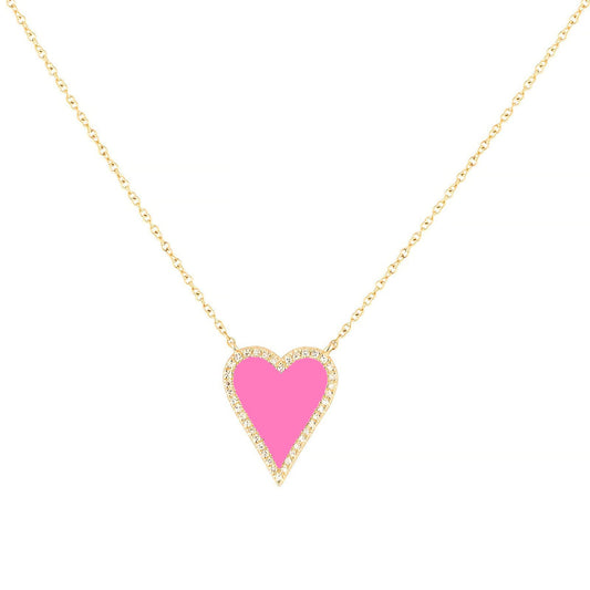 JINGDR Heart Necklace for Women Preppy Jewelry Gold Plated Love Heart Pendant Necklace