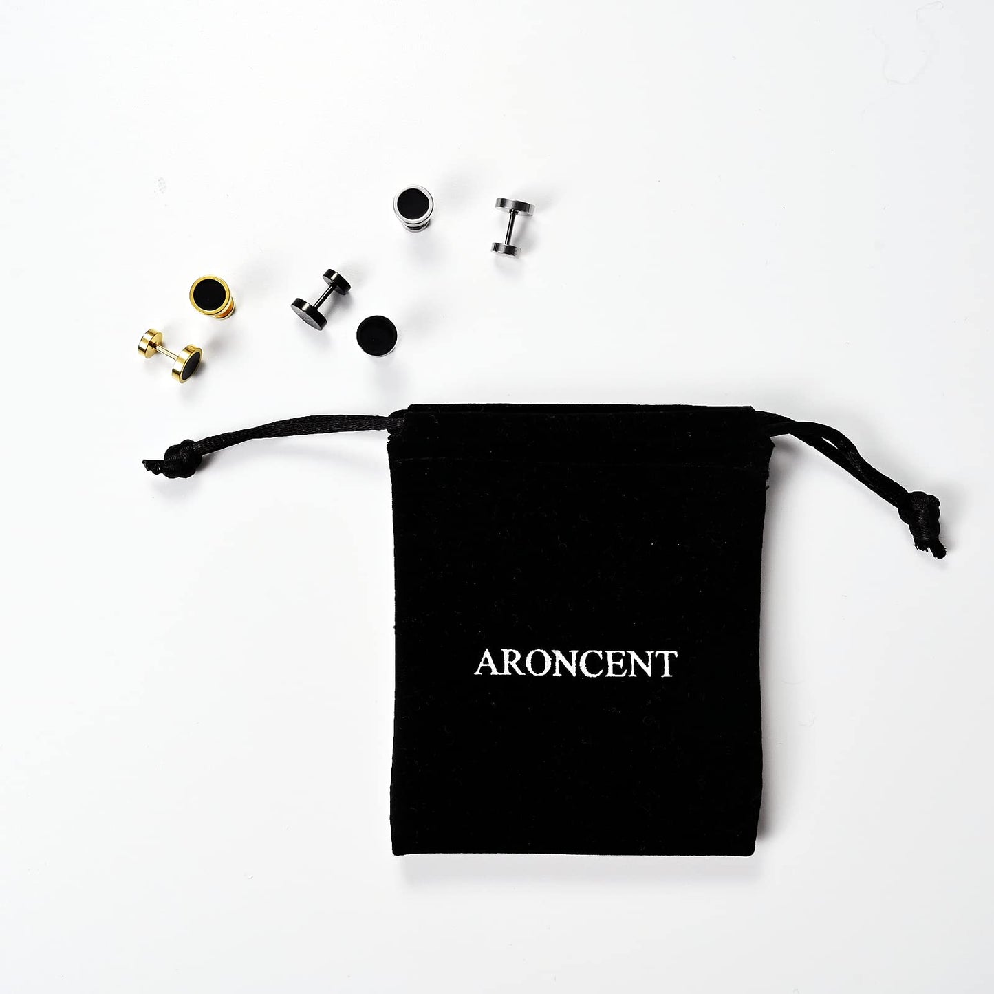 Aroncent Stud Earrings for Men Women Fake Gauge Fake Earrings Stainless Steel Earrings 8MM Rosegold