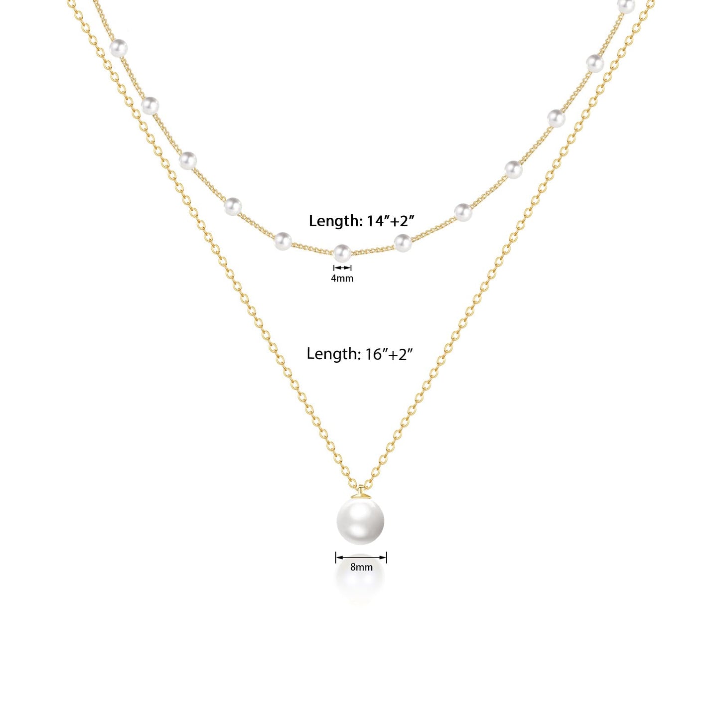 Luxval Pearl Necklace for Women Layered Trendy 14K Gold Plated Dainty Pearl Pendant Choker Set Gold Necklace Stack Non Tarnish Simple Cute Jewelry Gifts for Women