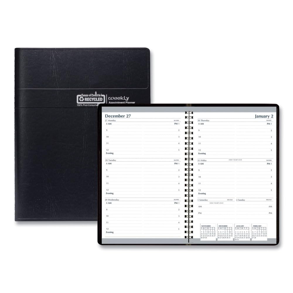 House of Doolittle 2026 Weekly Appointment Book 5" x 8", Faux Leather Cover, Black (27802-26)