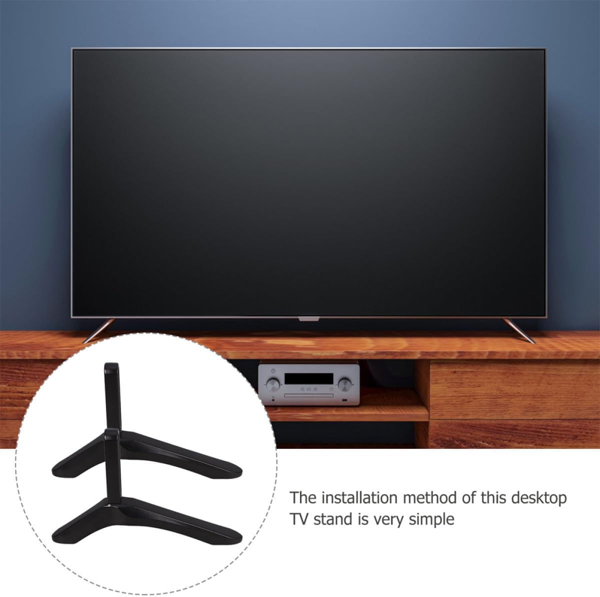 MOLUCKFU TV Stand Tabletop Mount with Aluminum Alloy Legs No-Drill Heavy Duty TV Base Support for Living Room