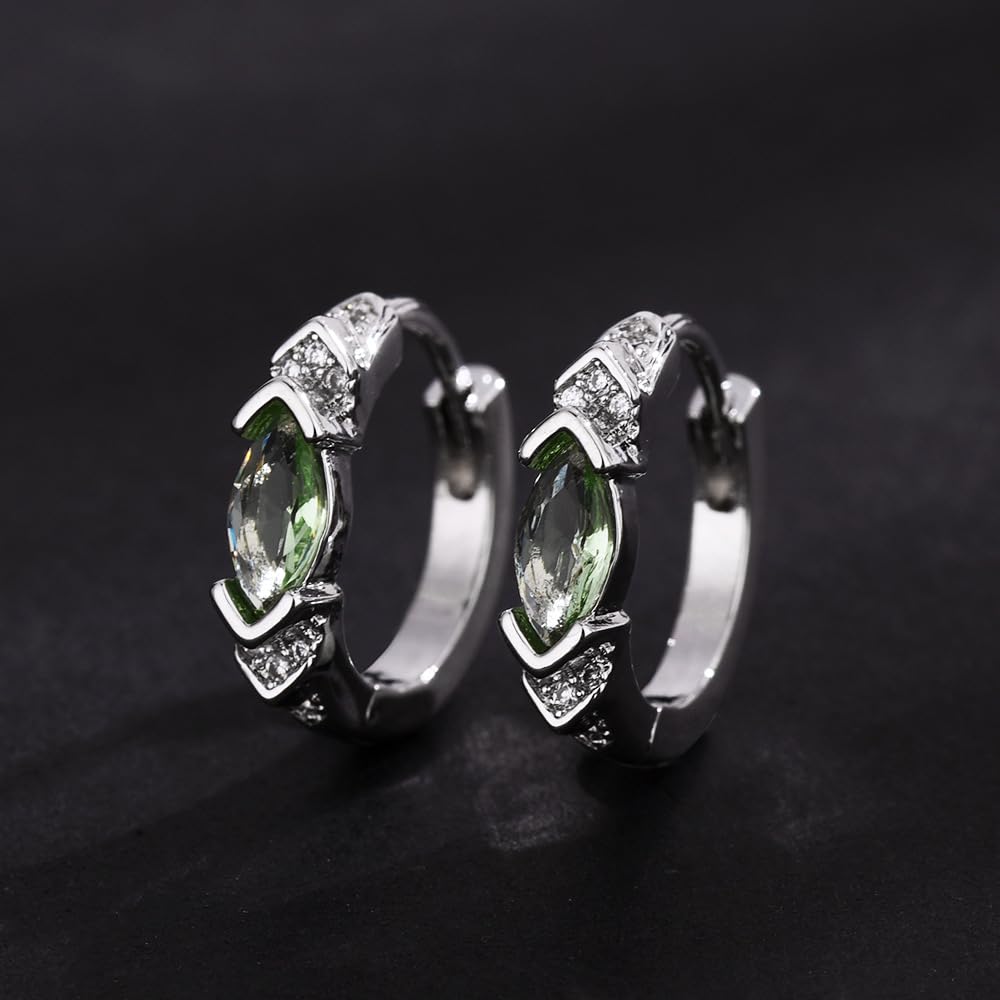 Lymphatic Drainage Slimming Hoop Earrings, Titanium Ion Lymphvity Germanium Earring Acupuncture Therapy Hoop Moissanite Earrings Jewelry for Women Men (light green)
