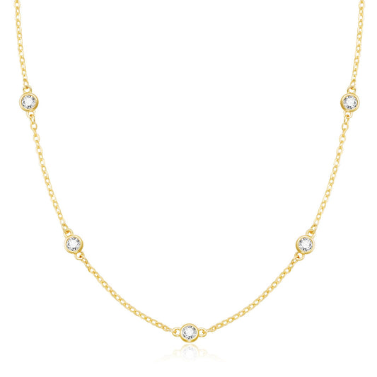 CUEZIY Dainty 14K Gold Plated Necklaces for Women Station Choker Necklace Cubic Zirconia Simulated Necklace Simple Cute Layering CZ Necklace Trendy Jewelry Gifts
