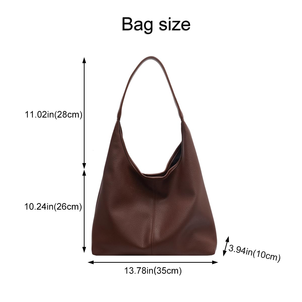 Hobo Bags for Women Slouchy Tote Bag Soft Casual PU Leather Shoulder Purses 2pcs Work Everyday Handbags (Coffee)