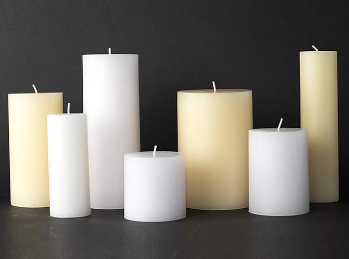 tag Chapel 4X4 Ivory Pillar Paraffin Wax Candle Unscented Drip-Free Long Burning 75 Hours For Home Decor Wedding Parties 4x4 Ivory