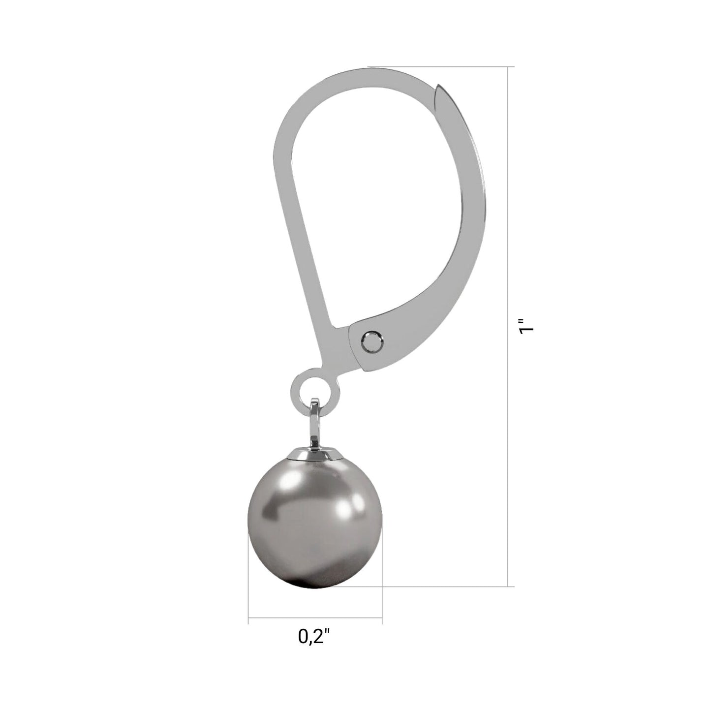 Lova Jewelry Pearl Drop Earrings Leverback Hoop Earrings for Women (Susteined Grey)