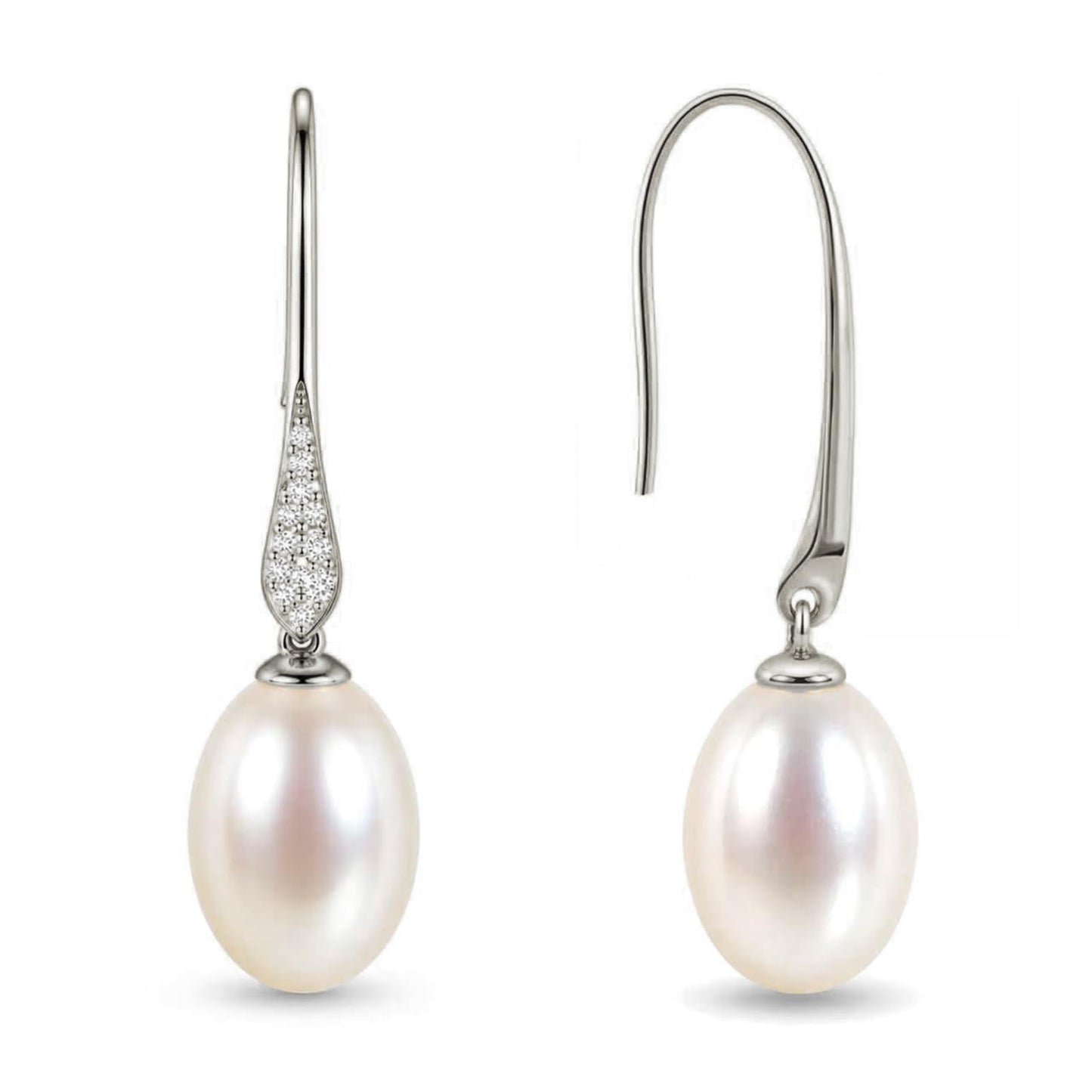 Pearl Drop Earrings for Women, Gold Plated & 925 Sterling Silver, Pink & White Dangle Earrings, Dainty Cute Elegant Bridal Wedding Gift for Her