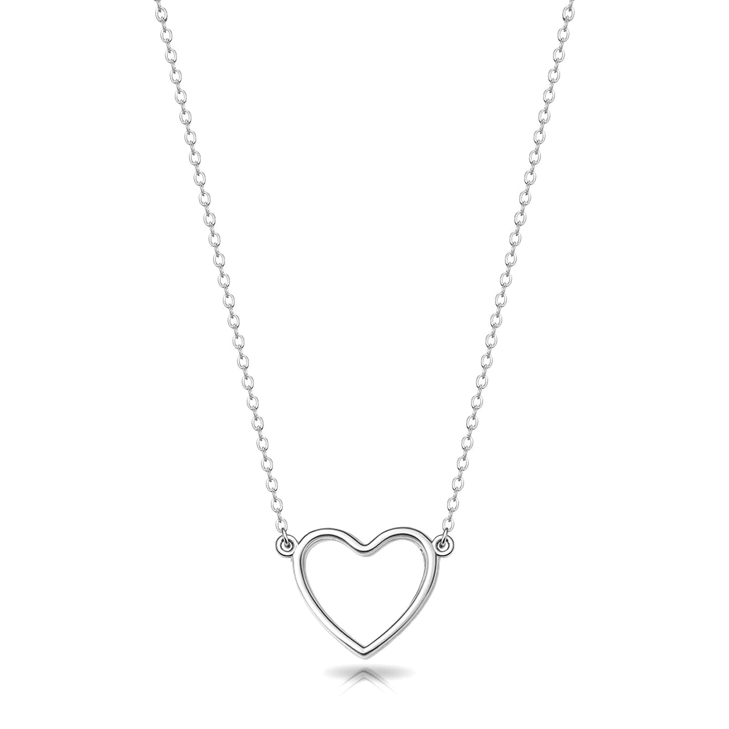 Zeffy Silver Heart Necklace for Women Cute Necklaces Trendy Open Heart Choker Necklaces Dainty Simple Silver Jewelry for Women Gifts