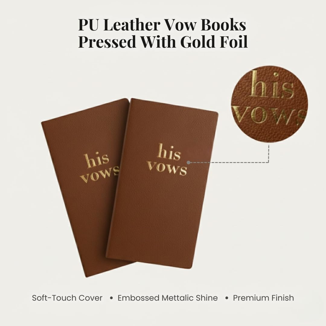 Pretty Robes LGBTQ Premium Leather Vow Books His and His Booklet - Wedding Stuff & Essentials for LGBTQ Wedding - Ideal Gift, Must Have Wedding Planning Books - Keepsafe Gay Couple (Brown/Brown)
