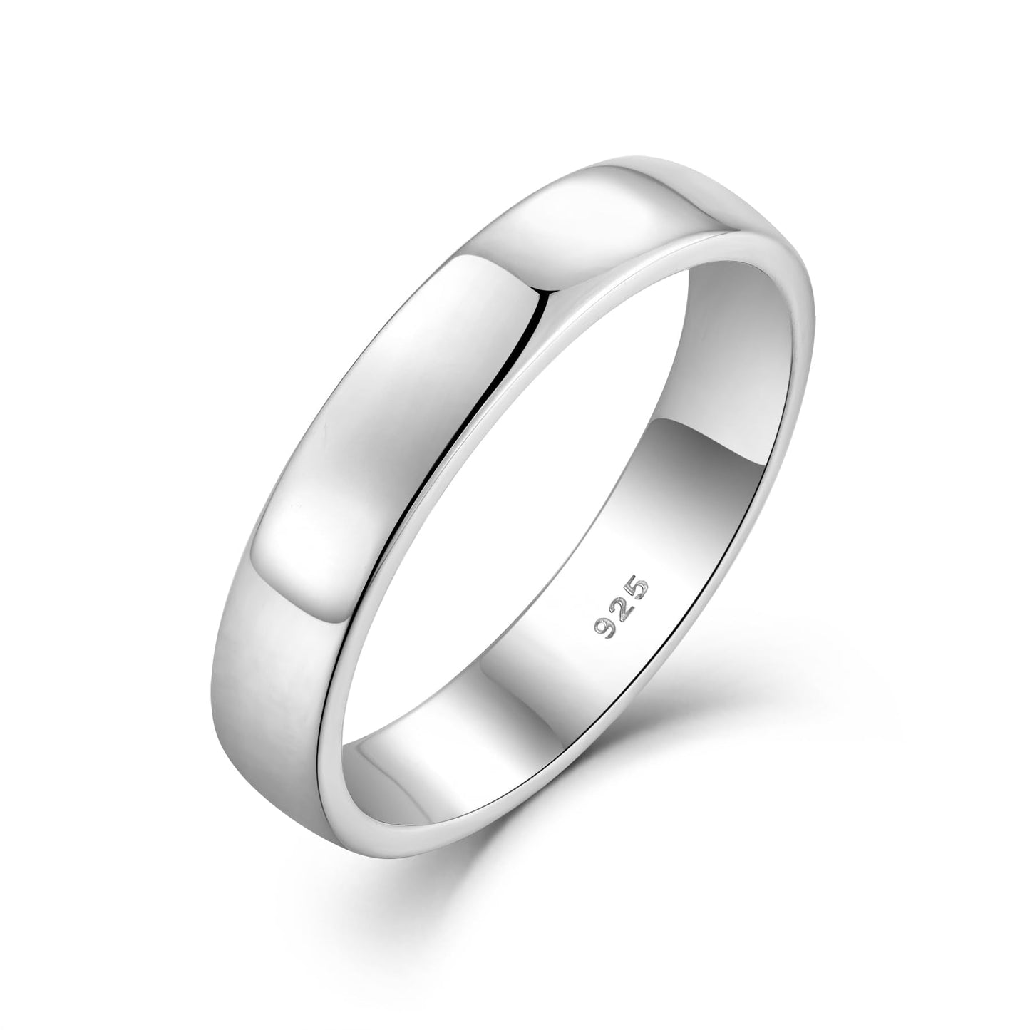 STARCHENIE Solid 925 Sterling Silver 4mm Wedding Band Ring, Comfort Fit High Polish, for Men and Women (Size 11)