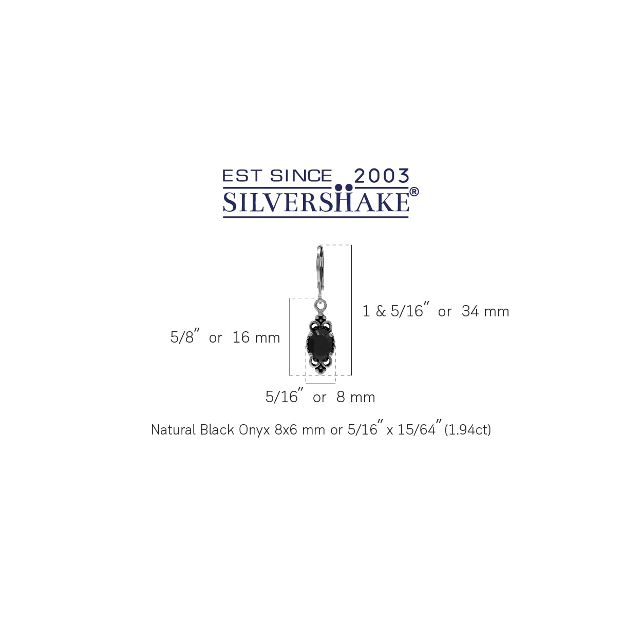 Silvershake Natural Black Onyx 925 Sterling Silver Balinese Style Leverback Earrings