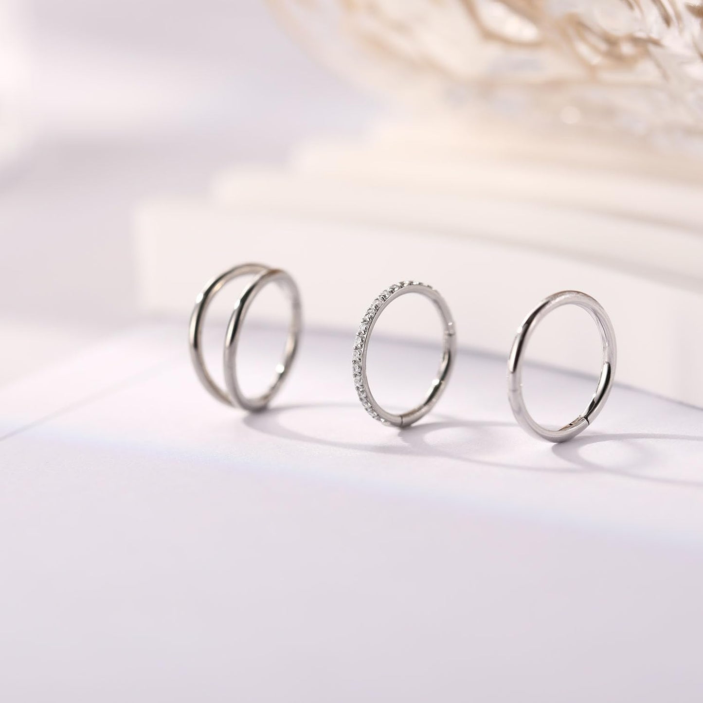 GAGABODY Septum Jewelry Seamless Double Hoop Conch Piercing 20 Gauge Nose Ring 20g Cartilage Earring with CZ Lip Rings 6mm Nose Hoop Surgical Steel Helix Earrings Silver